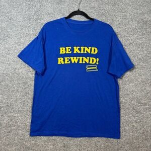 Blockbuster‎ Be Kind Rewind Shirt Adult Large Blue Short Sleeve Tshirt Y2K Vtg